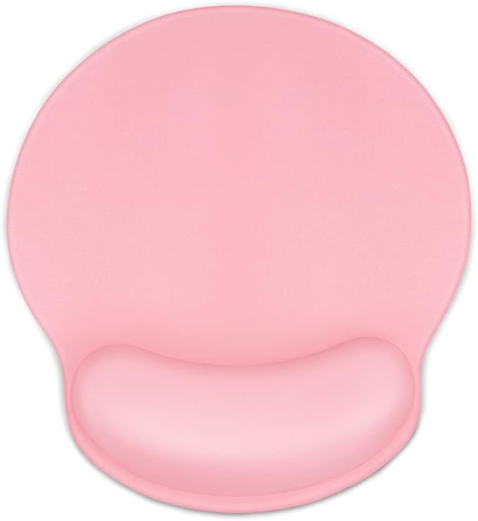 WAVEYU Ergonomic Mouse Pad with Wrist Support, Decorative Mouse Mat for Women Non-Slip Rubber Base Mousepad for Desk Laptop Gaming Working Computers Easy Typing & Pain Relief, Pink