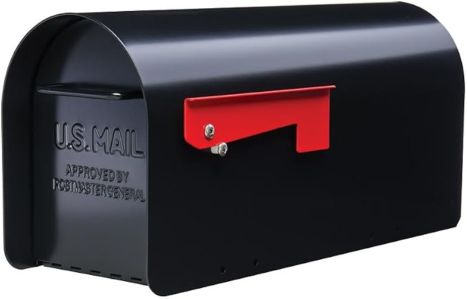 Architectural MAILBOXES Ironside Large Capacity Galvanized Steel black, Post-Mount Mailbox, MB801BAM, Metal, Black | Galvanized steel build for outside with rust-resistant powder-coat finish and a magnetic door closure. USPS approved.