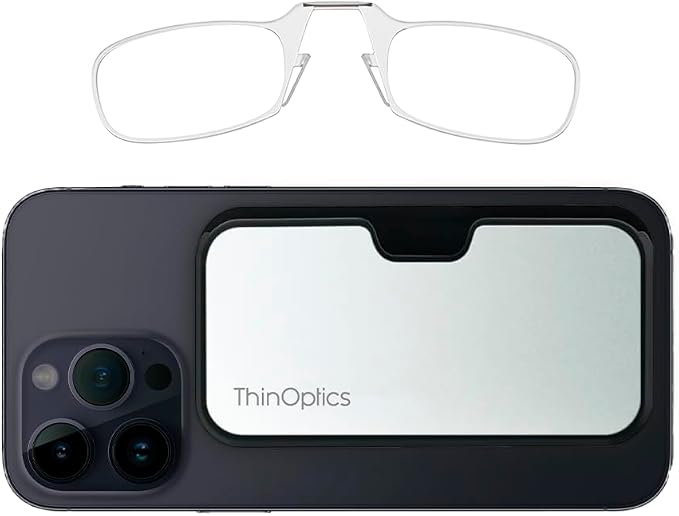 Always With You by ThinOptics Classic Reading Glasses + Case that Sticks to Your Phone - Ultra-Thin Armless Pocket Readers