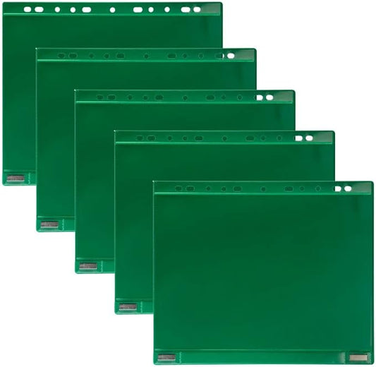 Tarifold Magnetic Double-Sided Document Pockets, Letter Size, Green, 5 Pack | 5 magnetic double-sided pockets, holds letter-size documents, full magnetic backing, green frames, quick document changes