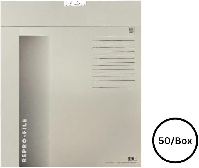 Jalema Repro-File Storage Folders, 10 Inches x 16 Inches, Gray, 50 Pack | 50 heavy-duty Tenax cardboard files, 10 inches x 16 inches, two pockets with dust flap