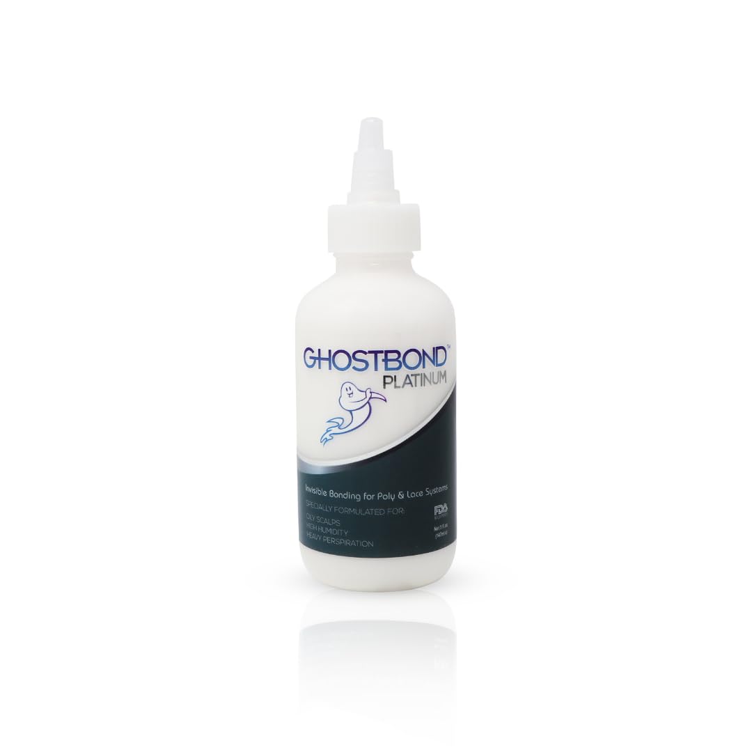 GHOSTBOND Platinum Water Resistant Wig Glue for Extreme Heat - 5oz - Hair Replacement Adhesive for Poly and Lace Wigs. Invisible Bonding Hair Glue - Strong Hold Lace Front Glue