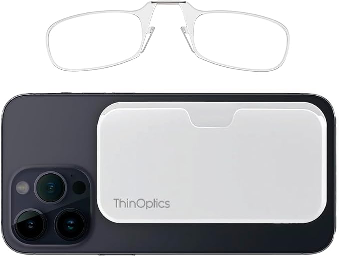 Always With You by ThinOptics Classic Reading Glasses + Case that Sticks to Your Phone - Ultra-Thin Armless Pocket Readers