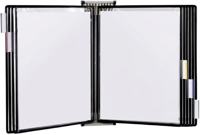 Tarifold® Wall Mounted Reference and Display System, 10 Letter-Size Pockets, Anti Micro bial, Double-Sided Viewing, Black (WA271)
