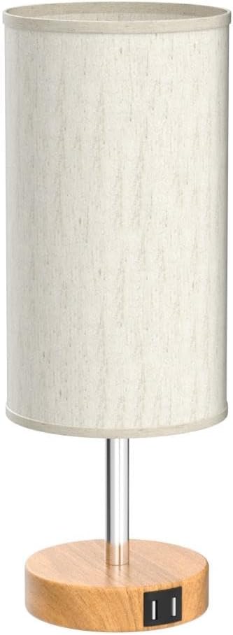 Yarra-Decor Bedside Table Lamp with USB Ports - Touch Control for Bedroom 3 Way Dimmable Nightstand Lamp with Round Fabric Shade for Living Room, Dorm, Home Office, Corded Electric, Without Battery