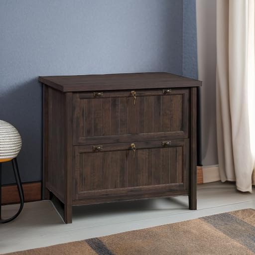 Sauder Costa Lateral File Cabinet, 2-Drawer, Coffee Oak, Locking, Rustic Cottage Style