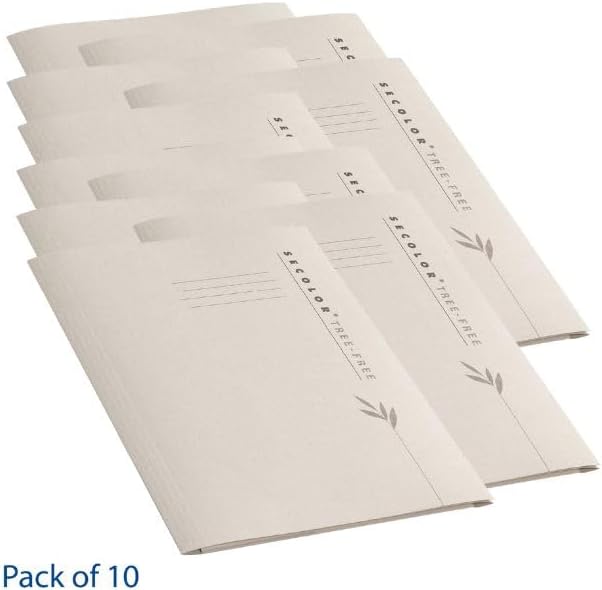 Jalema Tree-Free Two-Pocket Folders, 9" x 12", 10 Pack, Natural Beige | 10 folders, holds up to 50 sheets, cardboard made from agricultural waste, natural beige, for office, school or presentations