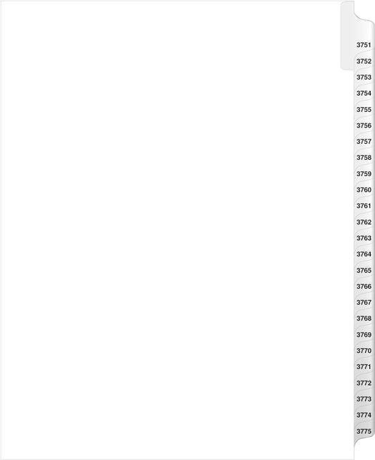 Exhibitindexes® Side Collated Exhibit Tabs AVE Style Bold Tabs Set of 3751-3775 | Made in The USA