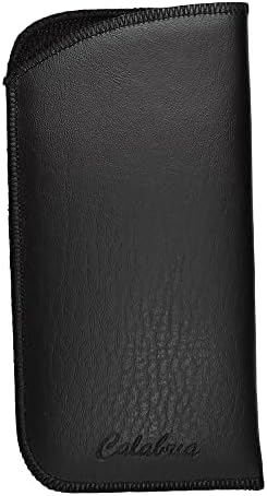 Calabria Slim Faux Leather Eyeglass Case Soft Slip-In Design [Black without Clip - 3 Pack] | Compact Protective Pouch | Soft Case for Glasses | Lightweight Sunglass Storage