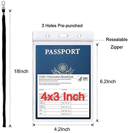 Passport Badge Holders with Extra PVC ID Card Holder and Woven Lanyards Ideal for Cruise and Vacation by CypesCrafts(2Pack Black Lanyards)
