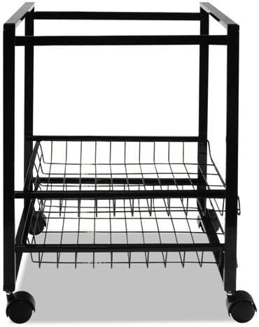 Mobile File Cart with Sliding Baskets, Metal, 2 Drawers, 1 Bin, 12.88" x 15" x 21.13", Black