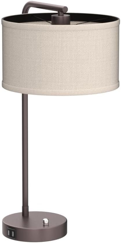 25" Tall Table Lamp with USB C+A Ports, Fully Stepless Dimmable Modern Minimalist Bedside Nightstand Lamp, Reading Desk Lamp for Bedroom, Living Room, Study Room, Office, 9W 3000K LED Bulb Included