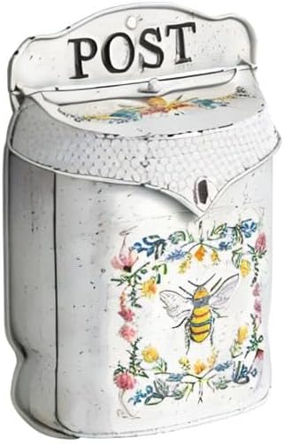 BIG FORTUNE Wall Mount Mailbox for House Outside Vintage Metal Door Mailbox Antique Style Nostalgic Charm Home Decor Garden Vintage English Cottage Decor Flower Patter
