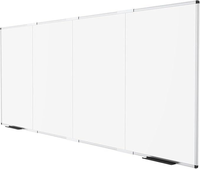 VIZ-PRO Large Magnetic Dry Erase Whiteboard, 120 x 48 Inches, Foldable | Silver Aluminum Frame, 10' x 4' Wall-Mounted White Board with Marker Tray for School Office and Home