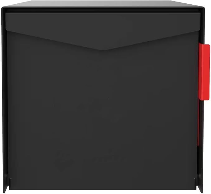 Olio Home Mailbox | Modern Design Thompson Flat Top Post Mount Mail Box | 20.5” x 9.2” x 8.5” | Galvanized Steel Mailboxes for Outside | Made in USA Mail Boxes for House | Black