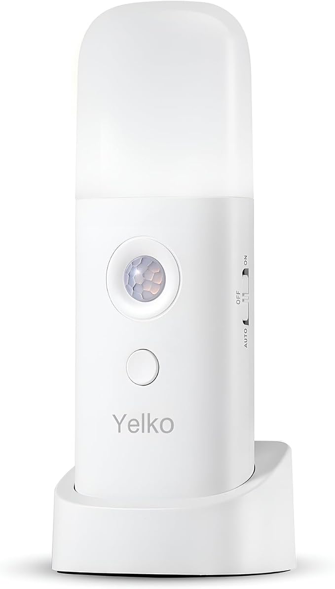 YELKO Motion Sensor Night Lights, Rechargeable nightlights Battery Operated, Dimmable Table lamp with 5 Levels Brightness Adjustable, Cordless Dimmable LED Nursery Night Lights for Home(Cool White)