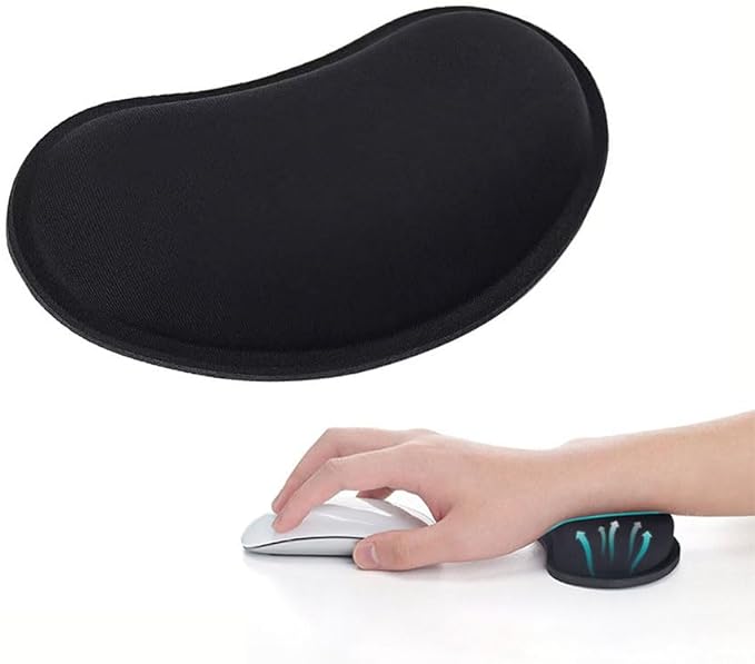 MXCOIRTP Wrist Rest for Mouse, Ergonomic Memory Foam Wrist Cushion Support Pad, Mouse Wrist Pad with Non-Slip Base for Typing Pain Relief, Office, Home, Gaming, Computer, Black