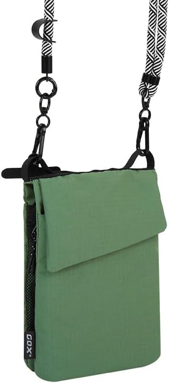 GOX Neck Wallet for Traveling Women,RFID Blocking Crossbody Wallet | Nylon Water-Repellent Passport Holder with Phone Pocket, Small Neck Pouch