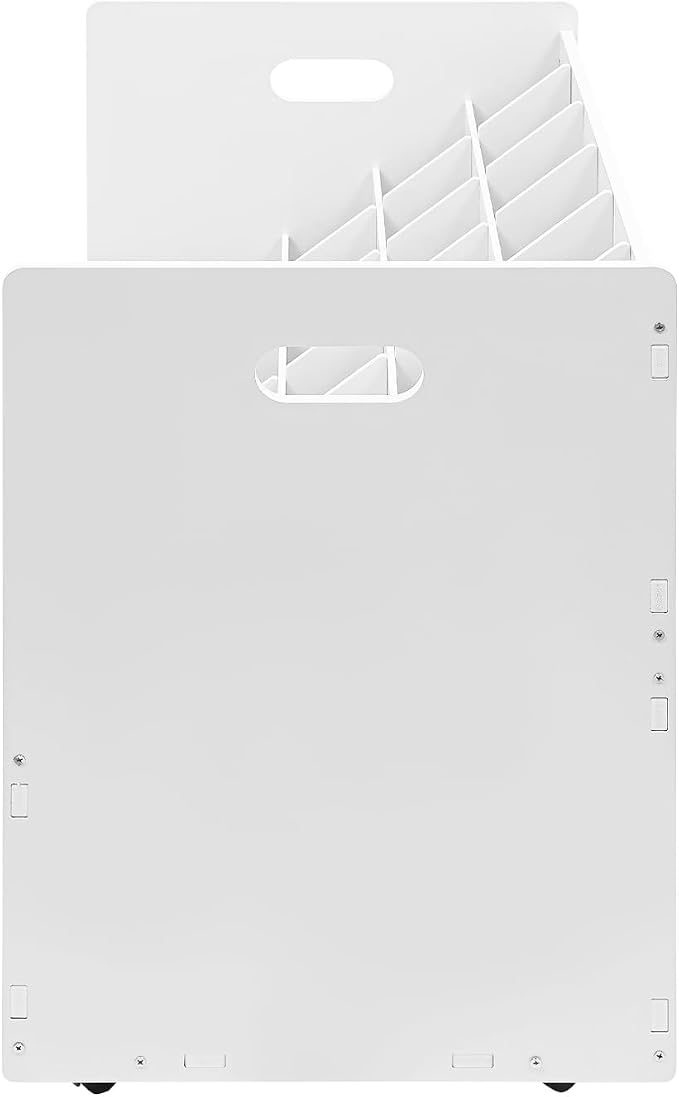 Blue Print Storage Organizer with Wheels, 30 Slots Roll Files Cart, White | Mobile Blueprint Storage Rack Cart, Construction Plan Holder, Map Poster Storage Cabinet for Office Home School