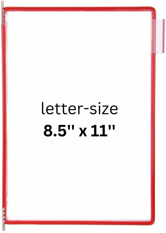 Tarifold Desktop Reference Display System, 30 Pockets, Expandable, Red | 30 double-sided PVC pockets, holds 60 letter-size sheets, sturdy metal base, quick-find indexing, quick and easy to assemble