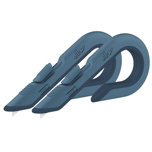 Slice Box Cutter, Heavy Duty Utility Knife, Safe Ceramic Blade Lasting 11x Longer than Metal, Slate, 2 Pack