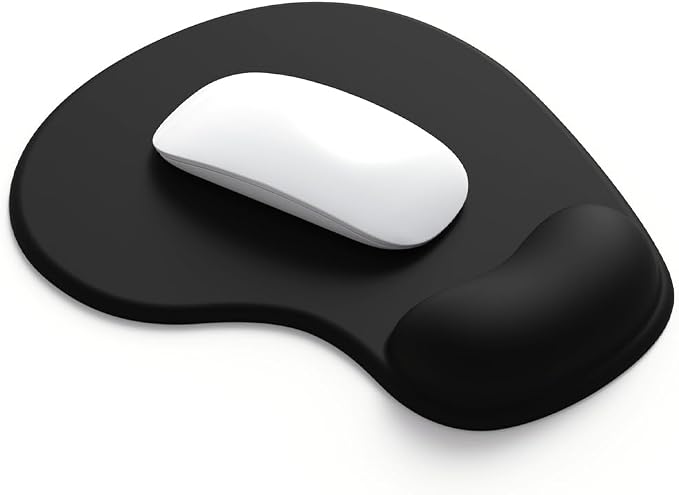 Office Mousepad with Gel Wrist Support - Ergonomic Gaming Desktop Mouse Pad Wrist Rest - Design Gamepad Mat Rubber Base for Laptop Computer -Silicone Non-Slip Special-Textured Surface (03Black)