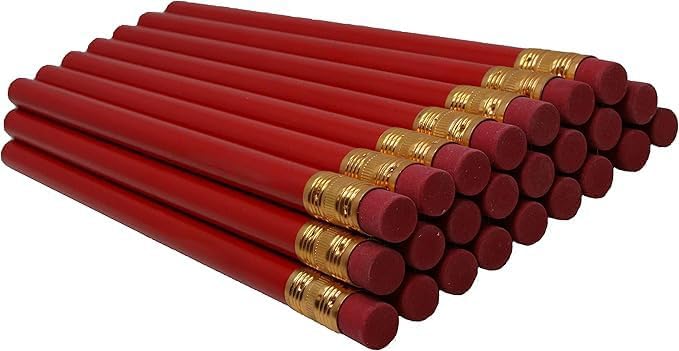 RevMark Jumbo Round Pencil 24-Pack with Black Lead, USA Made. Quality Cedar Wood for Carpenters, Construction Workers, Woodworkers, Framers, DIY, Students, Teachers (Red)