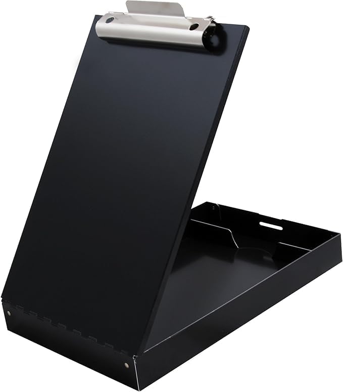 Saunders Cruiser-Mate Black Aluminum Clipboard with Storage, Dual Tray Nursing Folio, HIPAA Compliant Medical Chart Holder, Heavy Duty Recycled Metal, Self-Locking Latch, Made in USA