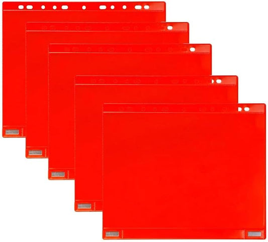 Tarifold Magnetic Double-Sided Document Pockets, Letter Size, Red, 5 Pack | 5 magnetic double-sided pockets, holds letter-size documents, full magnetic backing, red frames, quick document changes