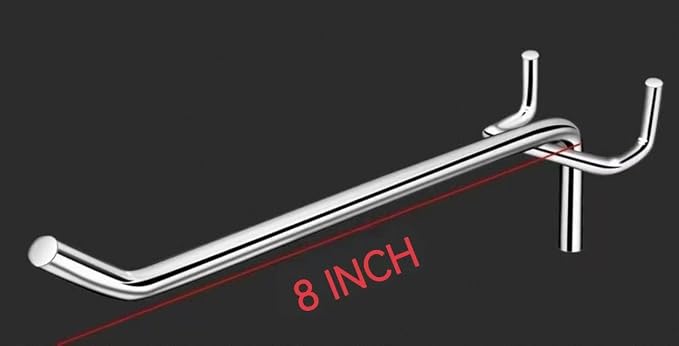 8 Inch Heavy Duty Pegboard Hooks, 12 Pack, Stainless Steel Chrome Finish, Universal Fit for 1/8 and 3/16 Inch Boards, Garage and Tool Storage Organization