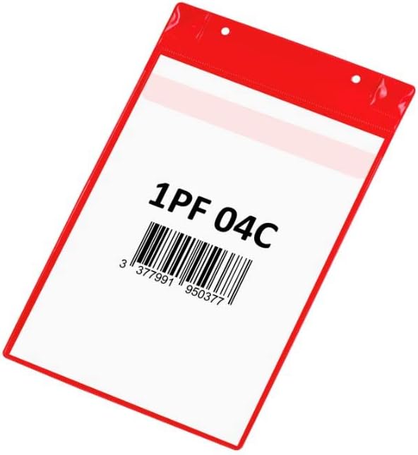 Tarifold Magnetic Identification Pockets, Multi-Size, Red, 5 Pack | 5 magnetic identification pockets, fits multiple document sizes, full magnetic backing, red frames, quick document changes