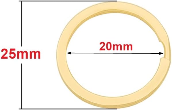 20 Pack Key Ring Keychain 1 Inch 25mm Diameter Metal Flat Split Key Chains Rings for Home Car Dog Tag Office Lanyards Keys Attachment Golden