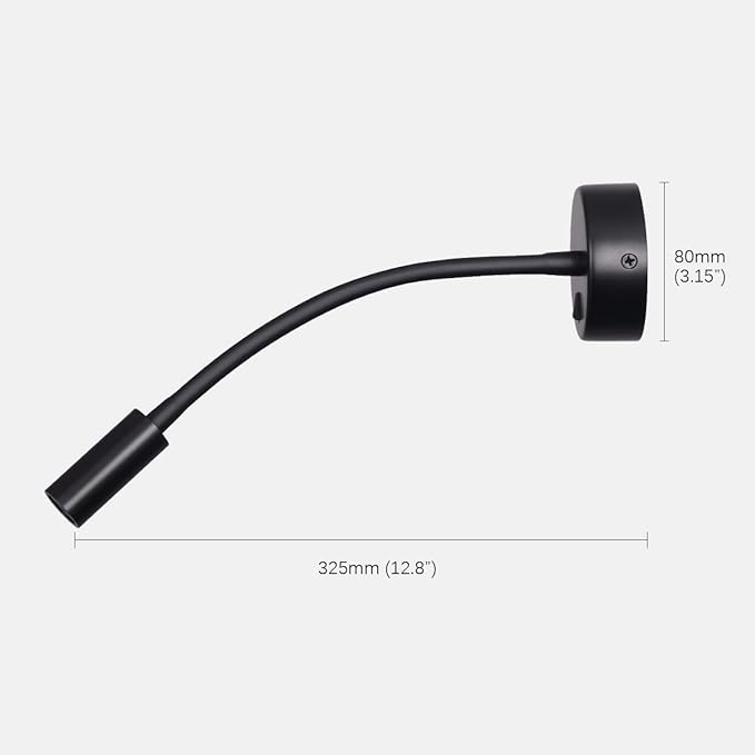Wall Mounted Reading Lamp LED 3W Warm White 3000K Hardwired for Reading Matt Black(Black Hard-Wired 2PCS)