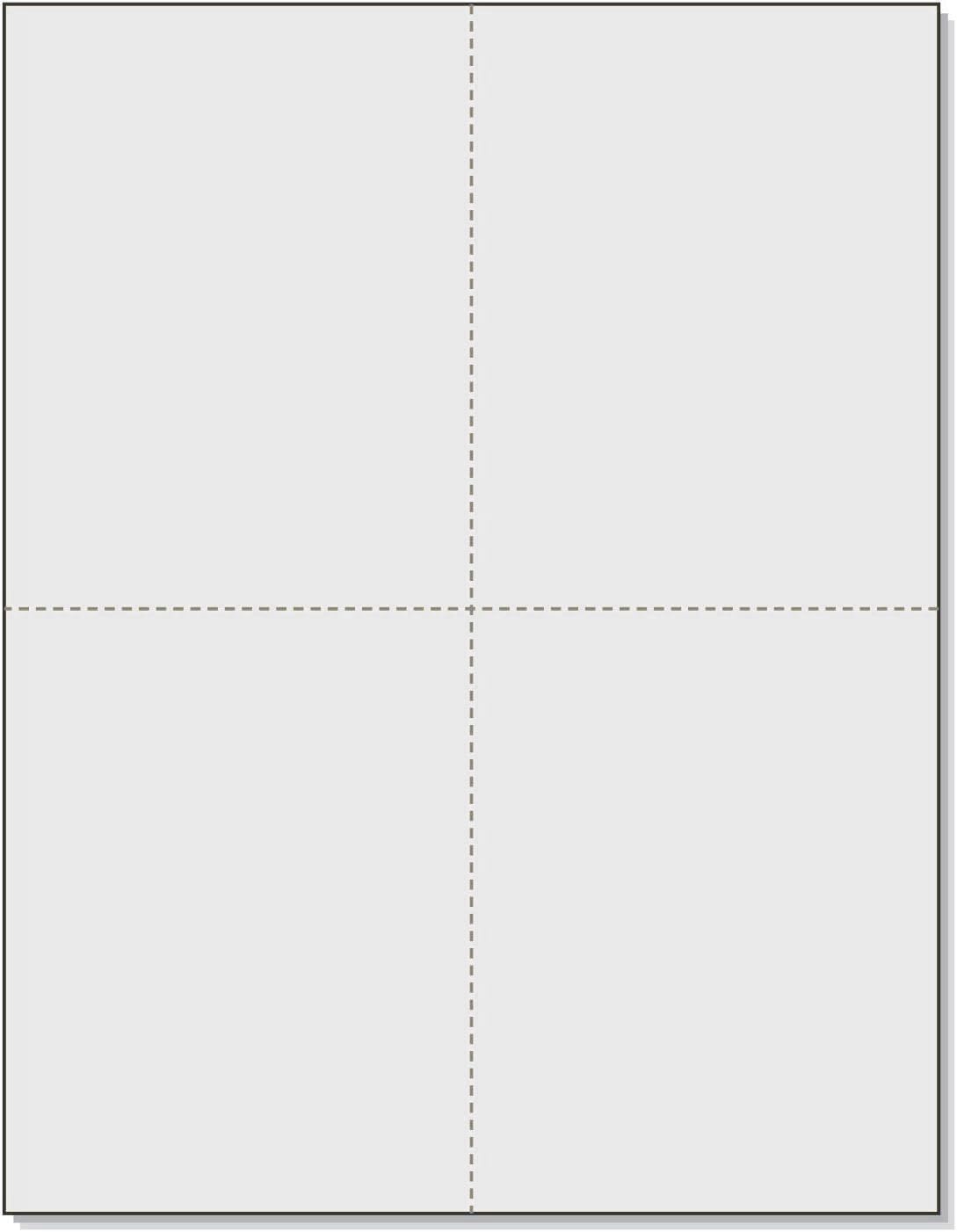 8-1/2" x 11" Laser/Inkjet Postcards 4 Per Page, (4-1/4" x 5-1/2" Each Card | Gray, 4000 Cards)