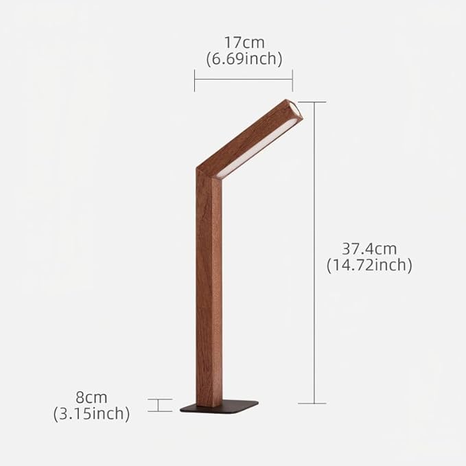 Wooden Desk Lamp Magnetic Wall Mount Rechargeable Home Office-Sapele | 360 Rotatable cordless night light ,Touch dimming,USB-C. Minimalist style for reading, bedside,artwork,working,ambiance