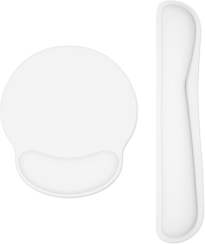 Dapesuom Keyboard Wrist Rest and Mouse Pad with Wrist Support, Memory Foam Cushion for Keyboard and Mouse Set, Ergonomic Desktop Pad Rests with Non Slip Base for Easy Typing & Pain Relief, Ivory White