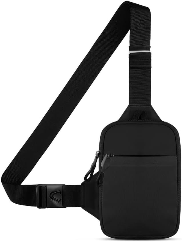 Simptech Mini Crossbody Sling Bag - Water-Resistant Dual Pocket Chest Pack - Lightweight Fanny Pack for Running, Travel & Everyday Workout