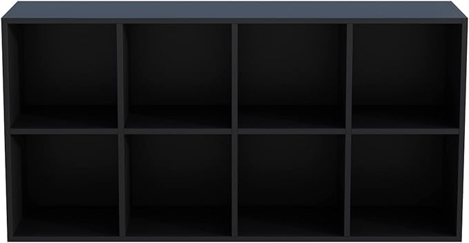 OSCHF 8-Cube Storage Shelf Bookcase - Wooden 4-Tier Floor Standing Open Bookshelf, Modern TV Stand up to 55 Inchs for Home and Office, Black