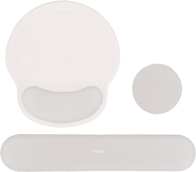 MOSISO Wrist Rest Support for Mouse Pad&Keyboard Set, Stone Gray | Circle Curved Ergonomic Mousepad Non-Slip Base Home/Office Pain Relief&Easy Typing Pad with Soft Cloth&Silicone Lining