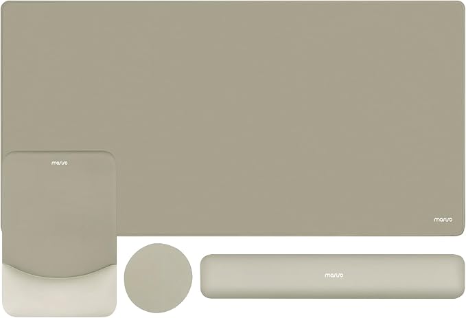 MOSISO Keyboard Mouse Pad Set, Large Gaming Mouse Pad&Keyboard Wrist Rest | Rectangular Mousepad with Wrist Rest&Coaster, Ergonomic Non-Slip&Easy Typing Pad with Curved Silicone Lining, Bronze Brown