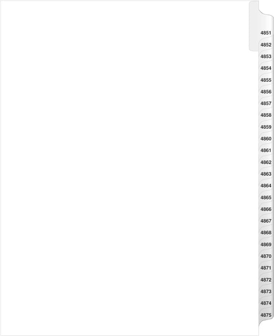 Exhibitindexes® Side Collated Exhibit Tabs AVE Style Bold Tabs Set of 4851-4875 | Made in The USA
