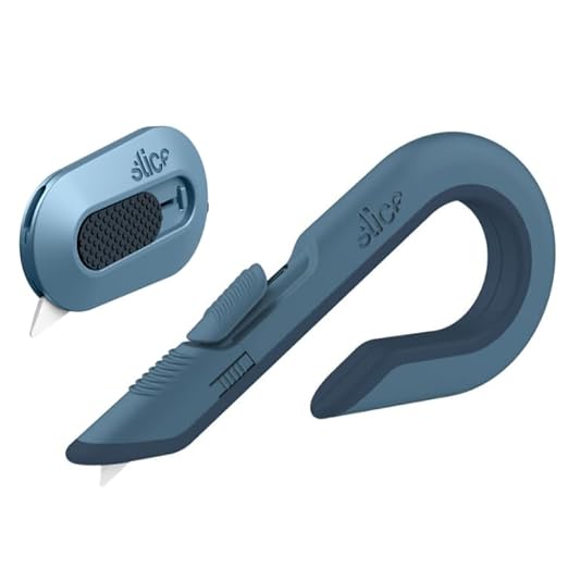 Slice Box Cutter, Heavy Duty Utility Knife, Safe Ceramic Blade Lasting 11x Longer than Metal, Slate, Combo Pack