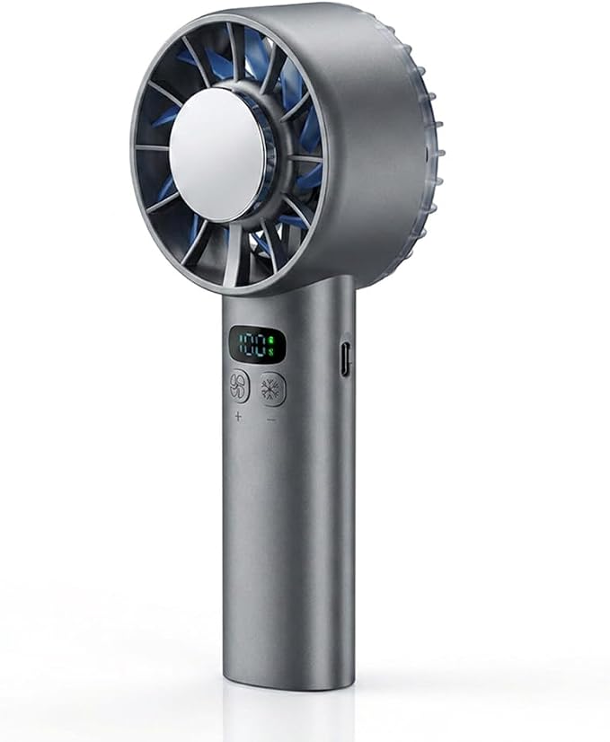 Brezio Pro Handheld Fan with 2026 TEC Cooling Plate, 100-Speed Turbo Airflow, USB-C Fast Charging, Handheld/Tabletop Fan for Travel, Outdoor, Office, Camping
