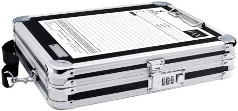 Vaultz Locking Metal Clipboard with Storage, Combination Lock, Black | Holds 8.5 x 11 letter-size paper or a tablet device in place, heavy-duty metal design with reinforced chrome steel corners