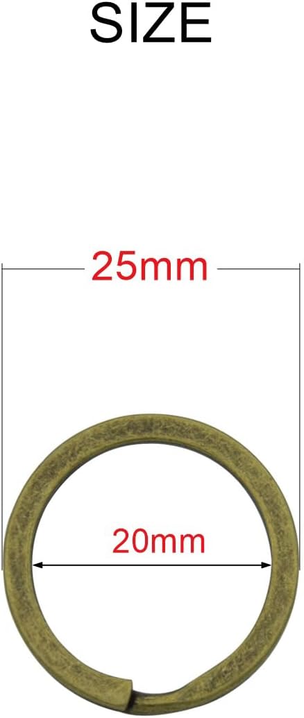 20 Pack Key Ring Keychain 1 Inch 25mm Diameter Metal Flat Split Key Chains Rings for Home Car Dog Tag Office Lanyards Keys Attachment Bronze