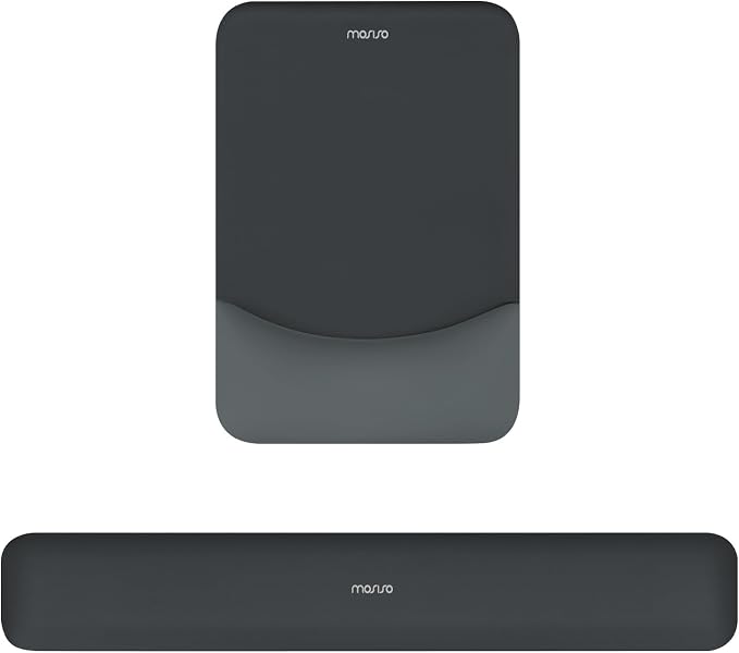 MOSISO Wrist Rest Support Mouse Pad & Keyboard Set, Slate Gray | Rectangular Ergonomic Mousepad, Non-Slip Base, Home/Office Pain Relief & Easy Typing, Neoprene Cloth & Raised Silicone Lining
