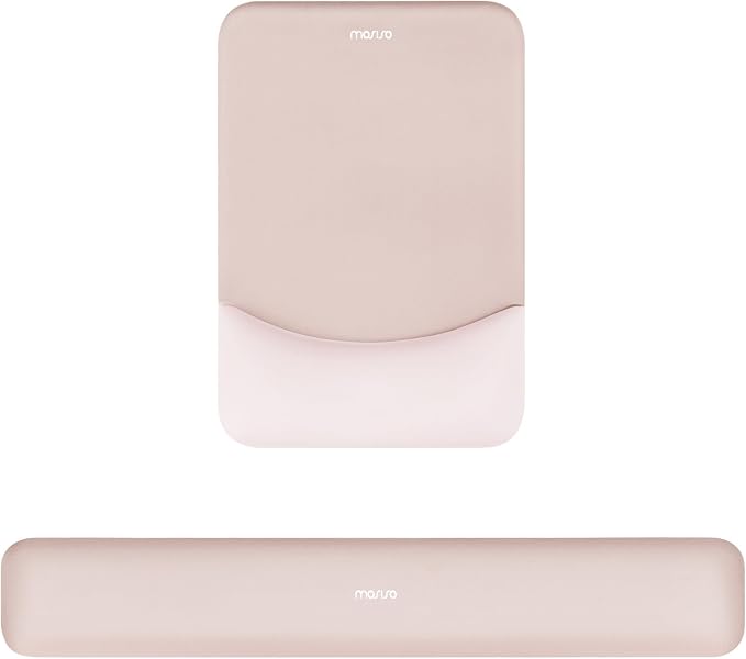 MOSISO Wrist Rest Support Mouse Pad & Keyboard Set, Apricot | Rectangular Ergonomic Mousepad, Non-Slip Base, Home/Office Pain Relief & Easy Typing, Neoprene Cloth & Raised Silicone Lining