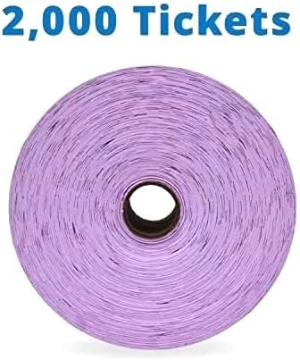 INDIANA TICKET CO. 2,000, Purple Raffle Tickets Double Roll, Premium Quality 50/50 Raffle Tickets, Tickets for Events, Carnivals, Door Prizes, Drinks and More