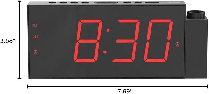 Digital Projection Alarm Clocks for Bedrooms - Large LED Display, 180° Rotatable Projector, 5-Level Dimmer,USB Charger,Battery Backup,Loud Dual Alarms for Kids Elderly,Heavy Sleepers,Snooze,12/24H,DST