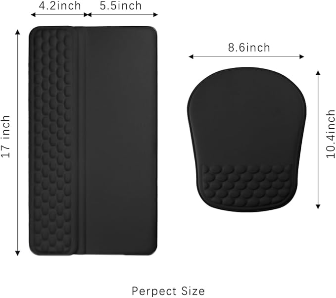 Keyboard Wrist Rest -Ergonomic Keyboard Stand with Wrist Rest- with Carpal Tunnel Pain Relief Massage Bumps and Full Memory Gel Design - Ideal Frequent Computer (Black)
